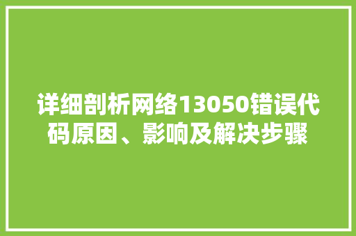 详细剖析网络13050错误代码原因、影响及解决步骤 必应SEO