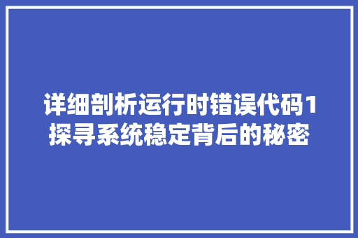 详细剖析运行时错误代码1探寻系统稳定背后的秘密