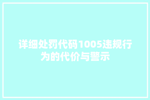 详细处罚代码1005违规行为的代价与警示 神马SEO