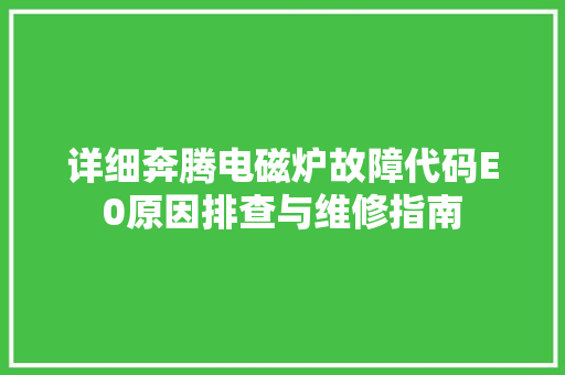 详细奔腾电磁炉故障代码E0原因排查与维修指南 百度SEO