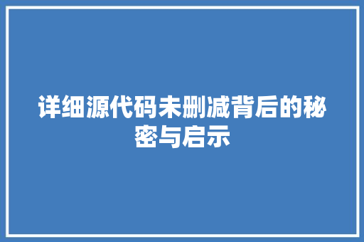 详细源代码未删减背后的秘密与启示 百度SEO