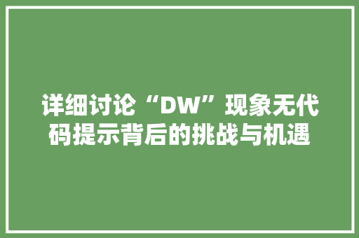 详细讨论“DW”现象无代码提示背后的挑战与机遇 百度SEO