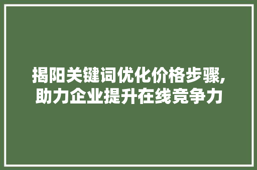 揭阳关键词优化价格步骤,助力企业提升在线竞争力 未命名