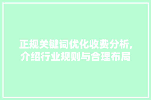 正规关键词优化收费分析,介绍行业规则与合理布局 神马SEO