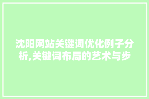 沈阳网站关键词优化例子分析,关键词布局的艺术与步骤 神马SEO