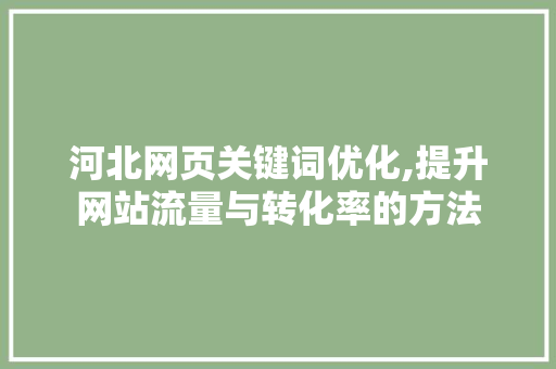 河北网页关键词优化,提升网站流量与转化率的方法 百度SEO