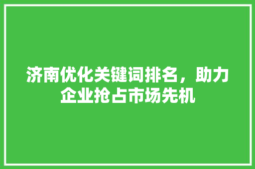济南优化关键词排名，助力企业抢占市场先机 百度SEO