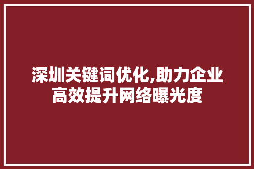 深圳关键词优化,助力企业高效提升网络曝光度 神马SEO