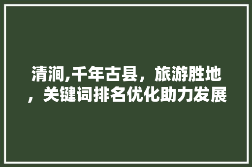 清涧,千年古县，旅游胜地，关键词排名优化助力发展 神马SEO