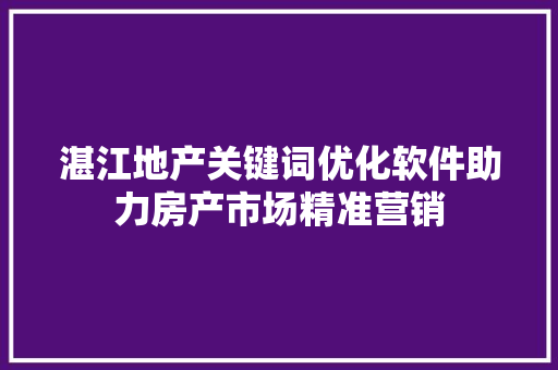 湛江地产关键词优化软件助力房产市场精准营销 必应SEO