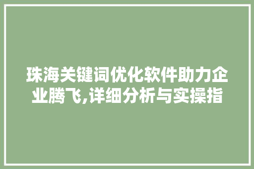 珠海关键词优化软件助力企业腾飞,详细分析与实操指南 必应SEO