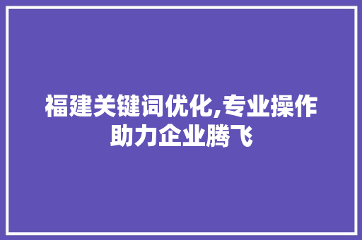 福建关键词优化,专业操作助力企业腾飞 必应SEO