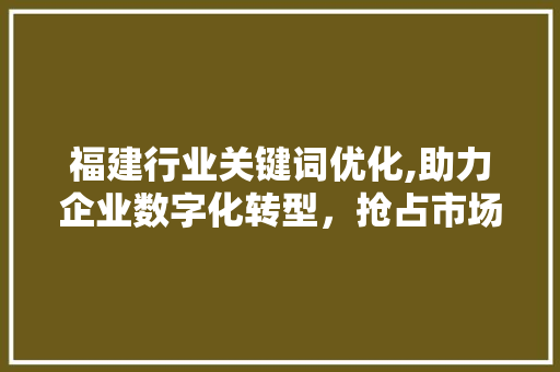 福建行业关键词优化,助力企业数字化转型，抢占市场先机 未命名