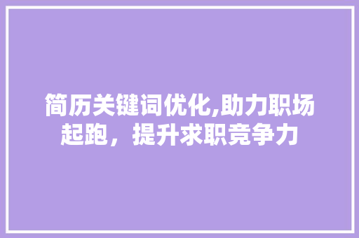 简历关键词优化,助力职场起跑，提升求职竞争力 必应SEO