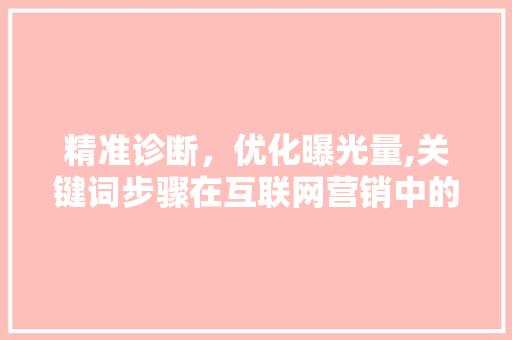 精准诊断，优化曝光量,关键词步骤在互联网营销中的应用 神马SEO