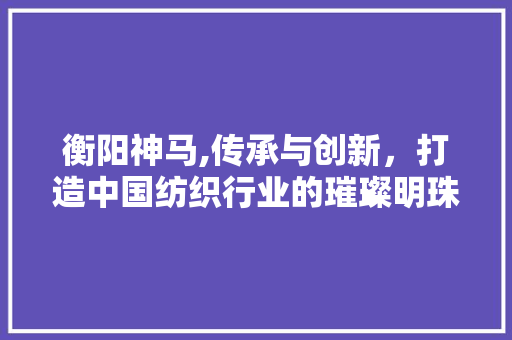 衡阳神马,传承与创新，打造中国纺织行业的璀璨明珠 神马SEO