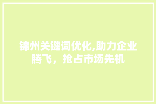 锦州关键词优化,助力企业腾飞，抢占市场先机 未命名