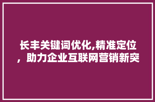 长丰关键词优化,精准定位，助力企业互联网营销新突破 未命名
