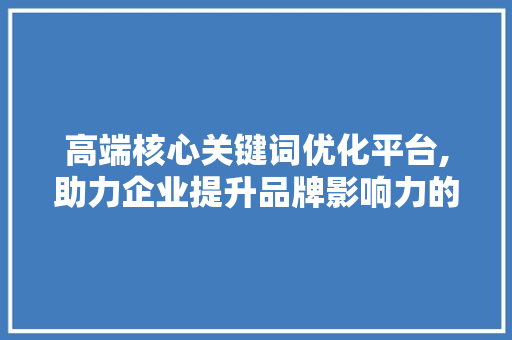 高端核心关键词优化平台,助力企业提升品牌影响力的利器 必应SEO