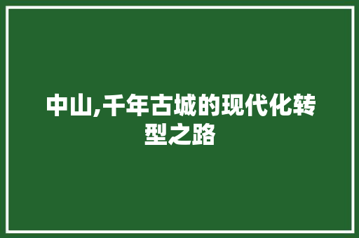 中山,千年古城的现代化转型之路 神马SEO