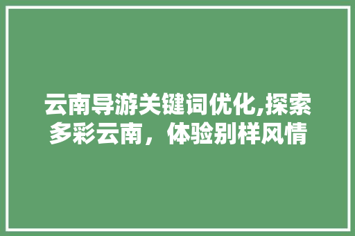 云南导游关键词优化,探索多彩云南，体验别样风情 必应SEO