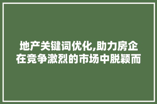 地产关键词优化,助力房企在竞争激烈的市场中脱颖而出