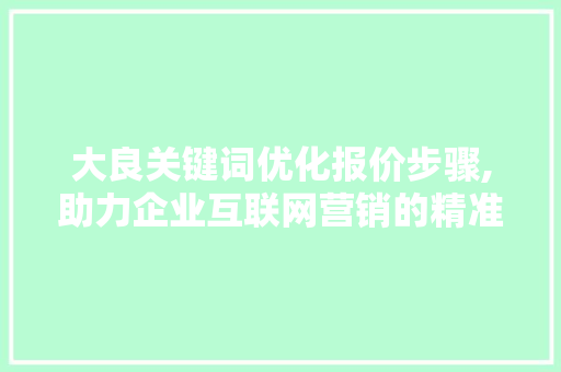 大良关键词优化报价步骤,助力企业互联网营销的精准之路