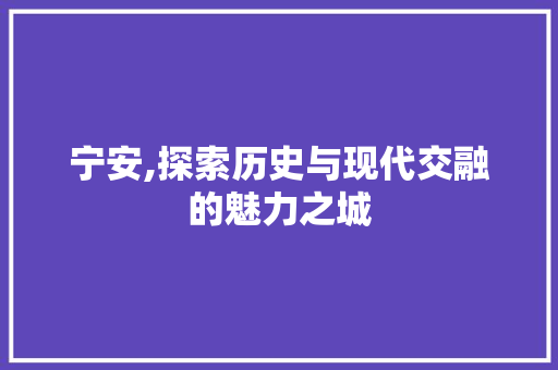 宁安,探索历史与现代交融的魅力之城