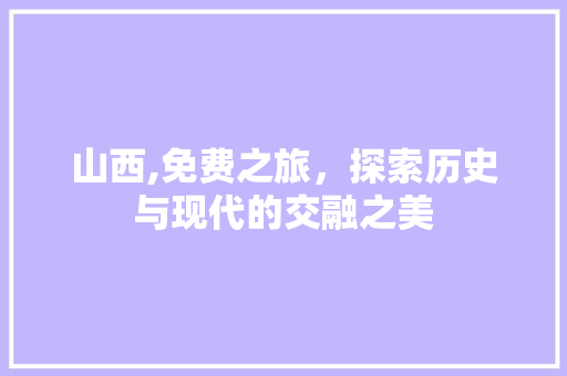 山西,免费之旅，探索历史与现代的交融之美 神马SEO