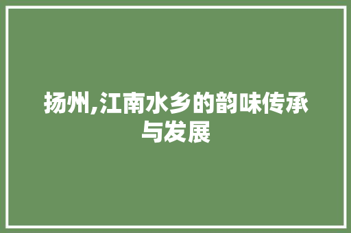 扬州,江南水乡的韵味传承与发展 未命名