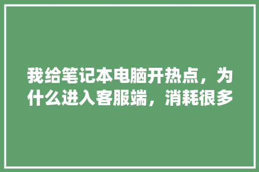 我给笔记本电脑开热点，为什么进入客服端，消耗很多流量？网速直接ms了，一百多就没了「为什么pc流量少电脑很卡」 我给笔记本电脑开热点，为什么进入客服端，消耗很多流量？网速直接ms了，一百多就没了「为什么pc流量少电脑很卡」 必应SEO