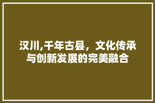 汉川,千年古县，文化传承与创新发展的完美融合 未命名