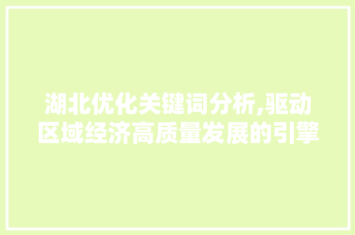 湖北优化关键词分析,驱动区域经济高质量发展的引擎 神马SEO
