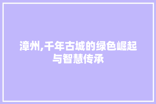 漳州,千年古城的绿色崛起与智慧传承 未命名
