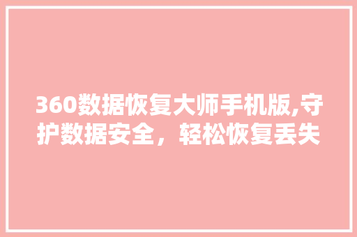 360数据恢复大师手机版,守护数据安全，轻松恢复丢失信息 必应SEO