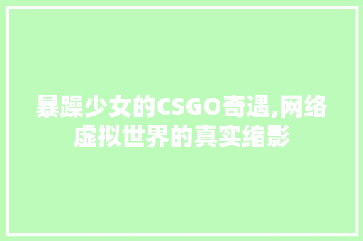 暴躁少女的CSGO奇遇,网络虚拟世界的真实缩影 必应SEO
