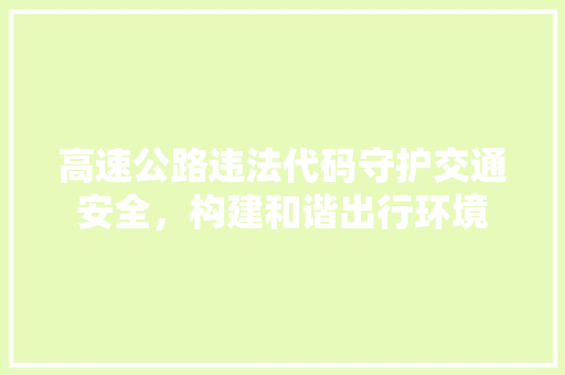 高速公路违法代码守护交通安全，构建和谐出行环境 必应SEO
