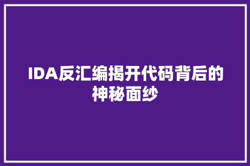 IDA反汇编揭开代码背后的神秘面纱