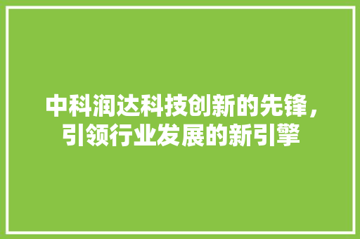 中科润达科技创新的先锋，引领行业发展的新引擎 GoogleSEO