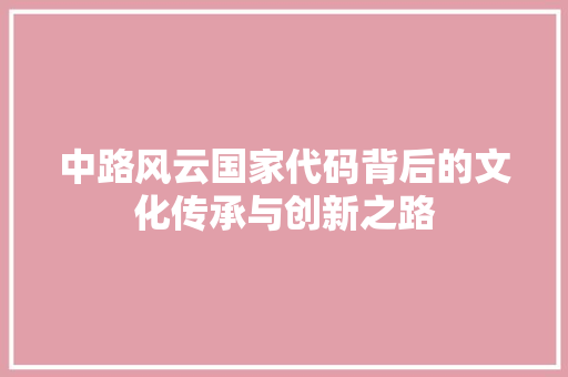 中路风云国家代码背后的文化传承与创新之路 GoogleSEO