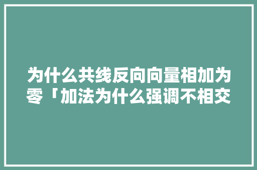 为什么共线反向向量相加为零「加法为什么强调不相交的概念」 为什么共线反向向量相加为零「加法为什么强调不相交的概念」 必应SEO