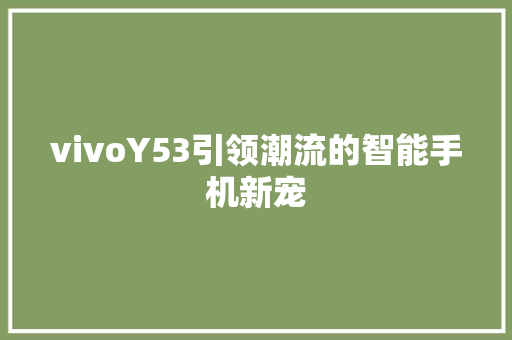 vivoY53引领潮流的智能手机新宠 神马SEO