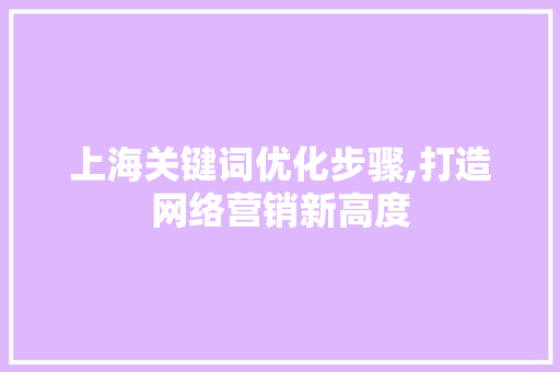 上海关键词优化步骤,打造网络营销新高度 GoogleSEO