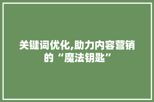 关键词优化,助力内容营销的“魔法钥匙” 神马SEO