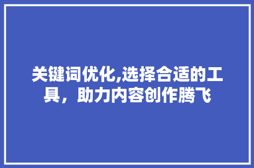 关键词优化,选择合适的工具，助力内容创作腾飞 神马SEO