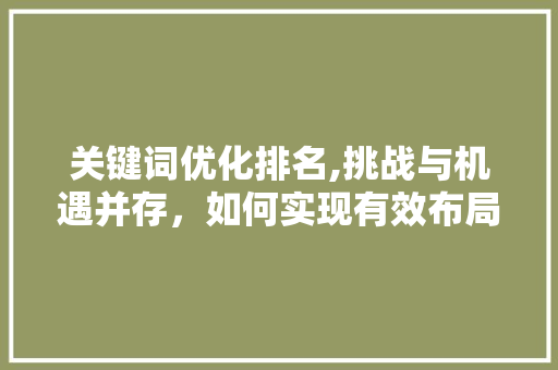 关键词优化排名,挑战与机遇并存，如何实现有效布局 必应SEO