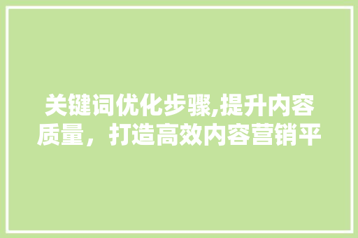 关键词优化步骤,提升内容质量，打造高效内容营销平台