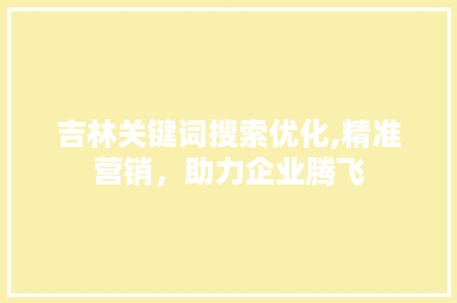 吉林关键词搜索优化,精准营销，助力企业腾飞 神马SEO