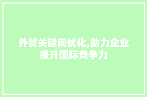 外贸关键词优化,助力企业提升国际竞争力