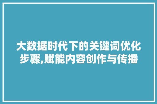 大数据时代下的关键词优化步骤,赋能内容创作与传播